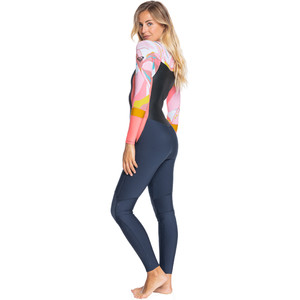 2021 Roxy Womens Syncro 5/4mm Chest Zip GBS Wetsuit ERJW103083 - Jet Grey / Coral Flame / Temple Gold